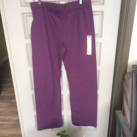 Hanes Fleece Open Leg Pant Regular SzM Purple Elastic Waist NWT - Picture 6 of 12